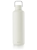 EQUA Timeless Trinkflasche, Edelstahl, 1000ml, BPA-frei, auslaufsicher, haltbar, multifunktional, Gebrochenes Weiß, groß