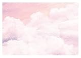 Fototapete Kinderzimmer Mädchen Himmel mit Wolken Rosa Decke Pastell - inkl. Kleister - Babyzimmer Vlies Tapete Vliestapete Wandtapete Motivtapeten Montagefertig (416x290 cm)