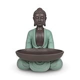 Leere Figur Buddha – Dekoration Zen und Feng Shui – für eine entspannende und spirituelle Atmosphäre – Geschenkidee Glücksbringer – Höhe: 20 cm – Farbe: Grün und Braun – Zen'Light