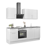 MARSEILLE Moderne Küchenzeile ohne Elektrogeräte in Weiß, Metallic Braun - Geräumige Einbauküche mit viel Stauraum - 220 x 211 x 60 cm (B/H/T)