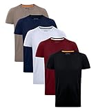 MERISH Herren 5er Pack Einfarbige T-Shirts Rundhalsausschnitt 444 (XL, 444b 5er Set Mehrfarbig)