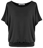 Van Der Rich ® - Oversize T-Shirt mit Fledermausärme - Damen(Schwarz, XL)