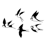 ESTART Vogel-Wanddekoration aus Metall, 5 Stück, schwarze Vögel, Wandkunst, für den Außenbereich, dekorative Vogel-Wandskulptur für Zuhause, Küche, Terrasse, Schlafzimmer,