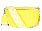 Damen Bauchtasche stylisch Umhängetasche Hüfttasche Bodybag Gürtel Crossbody Bag Schultertasche mit Verstellbaren Gurt 25 (Gelb, Klein 23 x 14 x 7 cm)