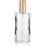 Fantasia Parfum Flakon leer 100ml mit Zerstäuberpumpe, ovale Klarglas Flasche zum selber Befüllen, mit Parfum Zerstäuber und Kappe in Gold, nachfüllbar für 100ml (1er Pack)