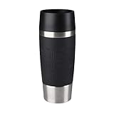 Emsa 513361 Travel Mug Classic Thermo-/Isolierbecher, Fassungsvermögen: 360 ml, hält 4h heiß/ 8h kalt, 100% dicht, auslaufsicher, Quick-Press-Verschluss, 360°-Trinköffnung, schwarz