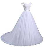 Romantic-Fashion Brautkleid Hochzeitskleid Weiß Modell W102 A-Linie Stickerei Träger Satin Organza DE Größe 44