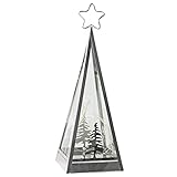 LED-Pyramide H. 45 cm Edelstahl LED +Timer Motive Hirsch + Tanne Weihnachten Winterzeit Deko