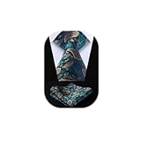HISDERN Herren Krawatte Türkise Extra Lange Paisley Krawatten und Einstecktuch Set Elegante Klassisch Hochzeit Seidenkrawatte Taschentuch für Männer