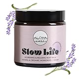 Slow Life Lavendel Creme, Körpercreme für trockene Haut mit Vitamin E, Aloe Vera Jojobaöl, natürliche Körperpflege, Nährende und entspannende Body Cream, Vegan Bodylotion Naturkosmetik mit Lavendelöl