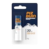 PIZ BUIN Mountain Lippenpflege LSF 30, feuchtigkeitsspendender Lippenpflegestift für Wintersportler, effektiver Wind- und Sonnenschutz für die Lippen, 4,9 g