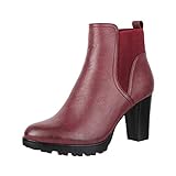 Elara Damen Stiefeletten Ankle Boots Chunkyrayan BZ66019-KB Burgundy-40