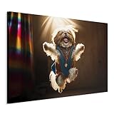 murando - Hund lustig Bilder 120x80 cm Leinwandbild 1 tlg Kunstdruck modern Wanbilder XXL Wanddekoration Design Wand Bild springende Shih-tzu g-H-10048-b-a
