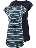 ONLY Damen Sommer Mini Kleid onlMAY S/S Dress 2er Pack Grösse XS S M L XL XXL Gestreift Schwarz 100% Baumwolle, Größe:XXL, Farbe:Blue Mirage Primo Stripe