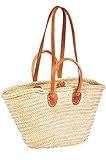 ORIGINAL Ibiza Tasche Korbtasche Strandtasche Cesta 50cm groß | Marokkanische Palmblatt Einkaufskorb Einkaufstasche geflochten XXL | Natur Shopper Umhängetasche Strohtasche für Damen und Herren
