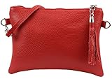 SH Leder Echtleder Umhängetasche Clutch kleine Tasche Abendtasche 22x15cm Anny G248 (Rot)
