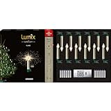 Lumix® kabellose LED Christbaumkerzen Weihnachtsbaumkerzen 12er Basis-Set SuperLight Flame Metallic Mini Cashmere 9cm warmweiß inkl. Fernbedienung 77145