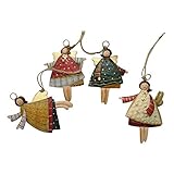anhänger - 4 Metall Engel Anhänger Weihnachts dekoration Hängender Schmuck von Innovativen Elchform Socken Schneeflocken für Weihnachtsbaum Fensterschmuck