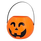 Boland 74593 - Kürbis Eimer für Halloween mit Licht und Sound, Tasche aus Kunststoff, Halloween Deko, Kostüm Zubehör