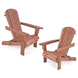 COSTWAY Adirondack Stuhl klappbar, 2er Set, Adirondack Chair aus Holz, Gartensessel mit hoher Rückenlehne & breiten Armlehnen für Garten, Terrasse, 180 kg Tragfähigkeit