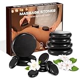 Hot Stones Massage Set, 14 Stück Steine Massagesteine aus Basalt Heiße Steine Geeignet für Spa, Massagetherapy, Entspannung