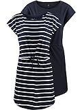 ONLY Damen Sommer Mini Kleid onlMAY S/S Dress 2er Pack Grösse XS S M L XL XXL Gestreift Schwarz 100% Baumwolle, Größe:XL, Farbe:Night Sky Primo Stripe