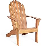 COSTWAY Adirondack Stuhl, Gartenstuhl aus Akazienholz, Gartensessel, Adirondack Chair für Garten, Terrasse, 160 kg Tragfähigkeit (Natur)