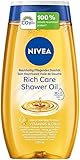 NIVEA Reichhaltig Pflegendes Duschöl (200 ml), sanftes Duschgel mit natürlichen Ölen und Vitaminen, reichhaltige Pflegedusche für ein geschmeidiges Hautgefühl