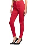 Elara Damen Jeans High Waist Slim Fit Chunkyrayan JS710-10 Red 42 (XL)