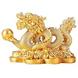 HIAME Chinesische Drachen Statue für Zuhause und Büro Dekoration | Glücks Geschenk zum chinesischen Drachenjahr 2024 | Reichtum anziehende Feng Shui Wohndekor Ornament Skulptur (A-Large)