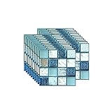 FBBULES 20PCS Fliesenaufkleber PVC, Fliesen Klebefolie Selbstklebend Hitzebeständig Wasserdicht Fliesensticker für Küche Fliesendekor Wandaufkleber Mosaikstil Blau (10 x 10 cm / 4 x 4 Zoll)