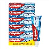 Colgate Zahnpasta Max Fresh Cooling Crystals 6x75 ml – effektive Zahnreinigung für langanhaltende Frische und ein sauberes Mundgefühl – hält die Zähne weiß und bekämpft Karies