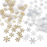 Schneeflocken Konfetti 900 Stück Weiß Gold Schneeflocke Konfetti Winter Weihnachten Deko Klein, Tischdeko Streudeko Silvester für Weihnachts Party