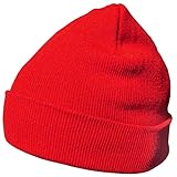 DonDon Mütze Herren Mütze Damen Wintermütze Beanie klassisches Design rot