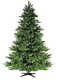 RS Trade® HXT 19001 210 cm künstlicher PVC Weihnachtsbaum (Ø ca. 146 cm) mit 1910 Spitzen und Schnellaufbau Klapp-Schirmsystem, schwer entflammbar, unechter Tannenbaum inkl. Metall Christbaum Ständer
