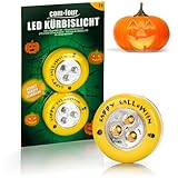 com-four® 2X LED-Licht für Halloween - gelbes Kerzenflackern, Blinkende Kürbis LED Lichter für ausgehölte und Geschnitzte Kürbisse - Kürbis-Lampe für Halloween (Set LED - 2X gelb)